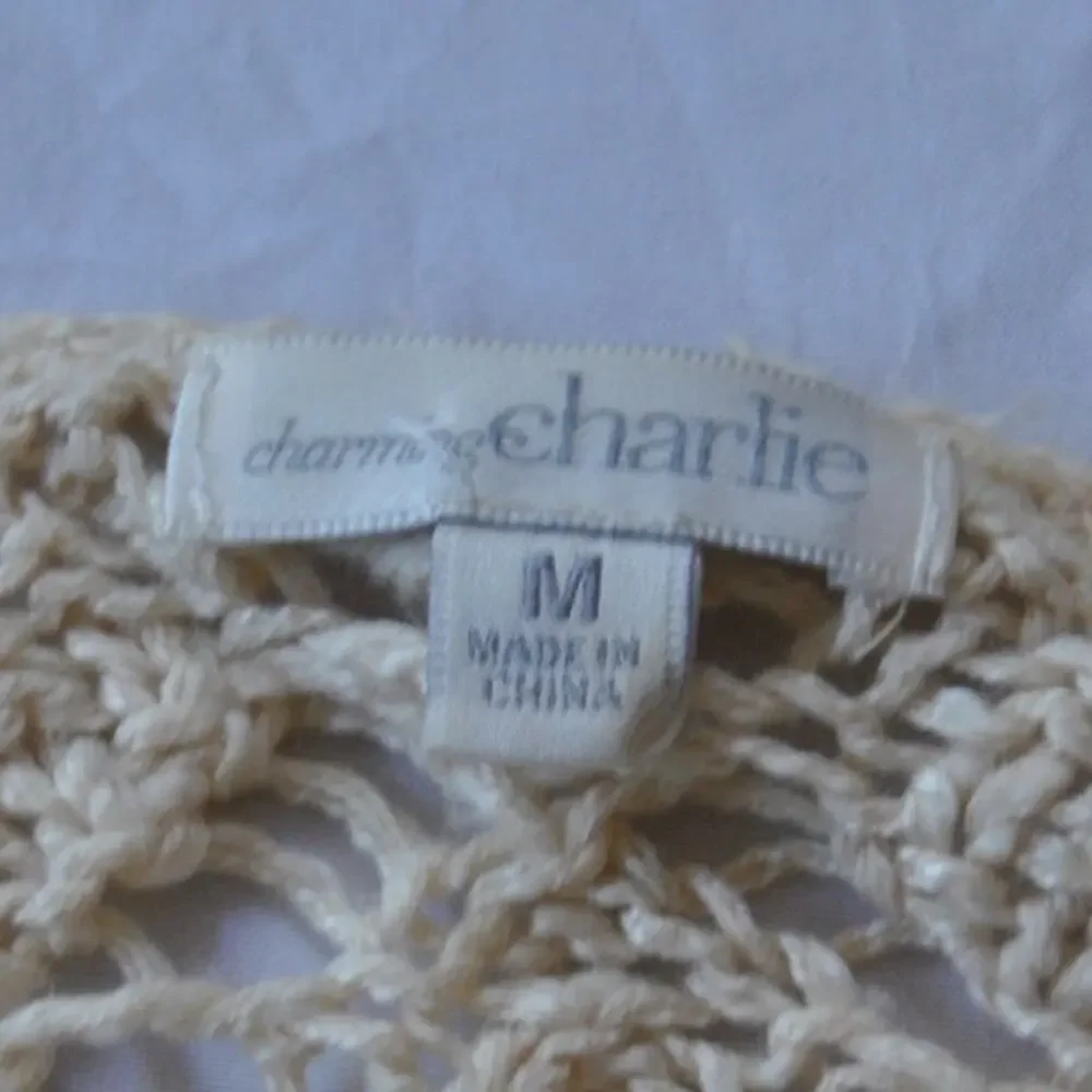 𝅺Charming Charlie Tan Knit Open Cardigan Cover up Medium